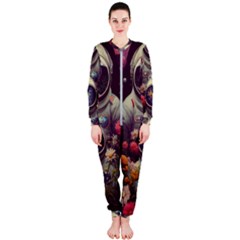 Astronaut Universe Planting Flowers Cosmos Art Onepiece Jumpsuit (ladies) by Pakemis