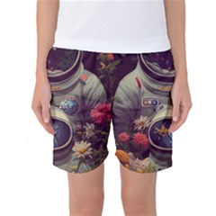 Astronaut Universe Planting Flowers Cosmos Art Women s Basketball Shorts by Pakemis