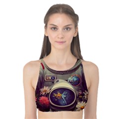 Astronaut Universe Planting Flowers Cosmos Art Tank Bikini Top by Pakemis