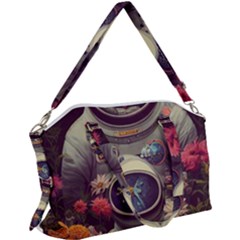 Astronaut Universe Planting Flowers Cosmos Art Canvas Crossbody Bag by Pakemis