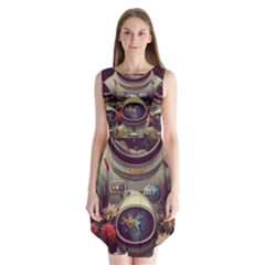 Astronaut Universe Planting Flowers Cosmos Art Sleeveless Chiffon Dress   by Pakemis