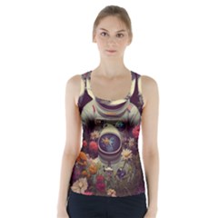 Astronaut Universe Planting Flowers Cosmos Art Racer Back Sports Top by Pakemis