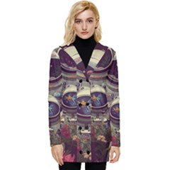 Astronaut Universe Planting Flowers Cosmos Art Button Up Hooded Coat  by Pakemis