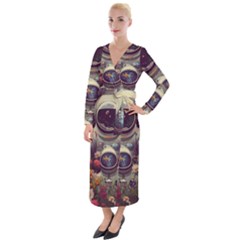 Astronaut Universe Planting Flowers Cosmos Art Velvet Maxi Wrap Dress by Pakemis