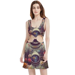 Astronaut Universe Planting Flowers Cosmos Art Velour Cutout Dress by Pakemis