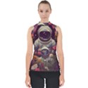 Astronaut Universe Planting Flowers Cosmos Art Mock Neck Shell Top View1