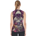 Astronaut Universe Planting Flowers Cosmos Art Mock Neck Shell Top View2