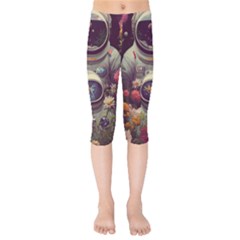 Astronaut Universe Planting Flowers Cosmos Art Kids  Capri Leggings  by Pakemis