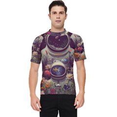 Astronaut Universe Planting Flowers Cosmos Art Men s Short Sleeve Rash Guard by Pakemis