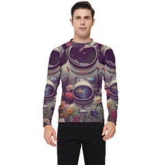 Astronaut Universe Planting Flowers Cosmos Art Men s Long Sleeve Rash Guard by Pakemis