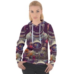 Astronaut Universe Planting Flowers Cosmos Art Women s Overhead Hoodie by Pakemis