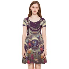 Astronaut Universe Planting Flowers Cosmos Art Inside Out Cap Sleeve Dress by Pakemis