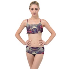 Astronaut Universe Planting Flowers Cosmos Art Layered Top Bikini Set by Pakemis