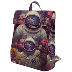 Astronaut Universe Planting Flowers Cosmos Art Flap Top Backpack by Pakemis