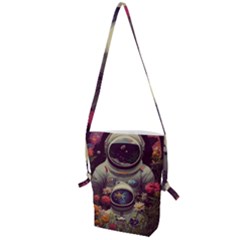 Astronaut Universe Planting Flowers Cosmos Art Folding Shoulder Bag by Pakemis