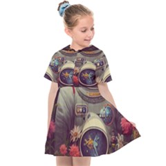 Astronaut Universe Planting Flowers Cosmos Art Kids  Sailor Dress by Pakemis