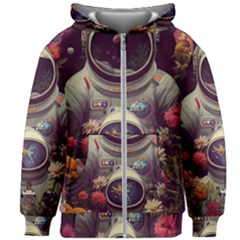 Astronaut Universe Planting Flowers Cosmos Art Kids  Zipper Hoodie Without Drawstring by Pakemis