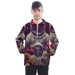 Astronaut Universe Planting Flowers Cosmos Art Men s Half Zip Pullover by Pakemis