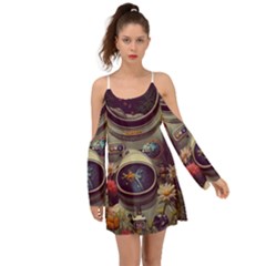 Astronaut Universe Planting Flowers Cosmos Art Boho Dress by Pakemis