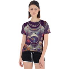 Astronaut Universe Planting Flowers Cosmos Art Open Back Sport Tee by Pakemis