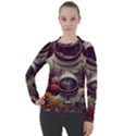 Astronaut Universe Planting Flowers Cosmos Art Women s Pique Long Sleeve Tee View1