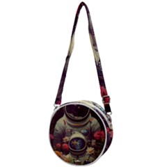 Astronaut Universe Planting Flowers Cosmos Art Crossbody Circle Bag by Pakemis