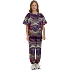 Astronaut Universe Planting Flowers Cosmos Art Kids  Tee And Pants Sports Set by Pakemis