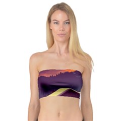 Cabin Mountains Snow Sun Winter Dusk Bandeau Top by Pakemis