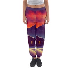 Cabin Mountains Snow Sun Winter Dusk Women s Jogger Sweatpants by Pakemis