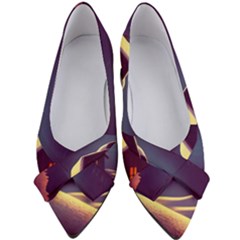 Cabin Mountains Snow Sun Winter Dusk Women s Bow Heels by Pakemis