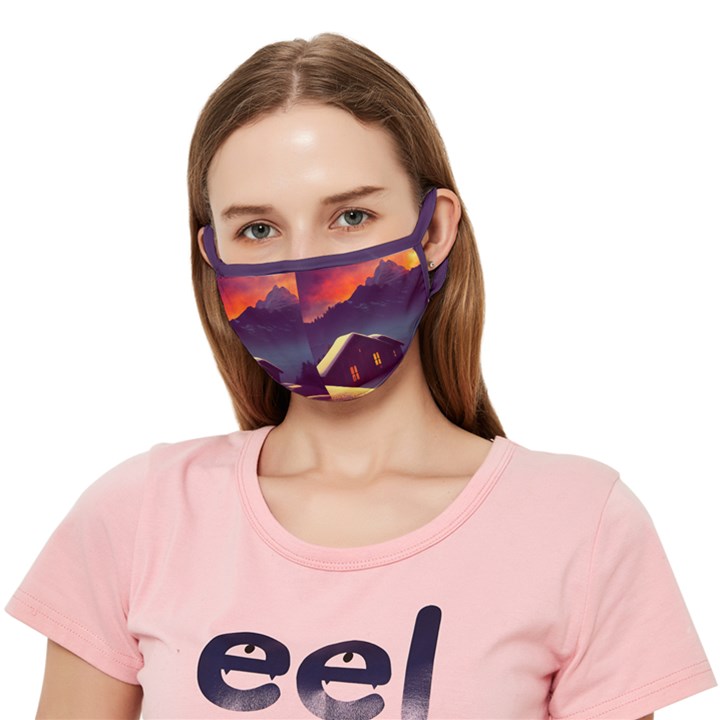 Cabin Mountains Snow Sun Winter Dusk Crease Cloth Face Mask (Adult)