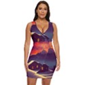 Cabin Mountains Snow Sun Winter Dusk Draped Bodycon Dress View1