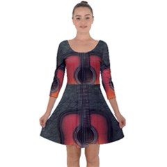 Guitar Ropes Music Instrument Sound Melody Quarter Sleeve Skater Dress by Pakemis