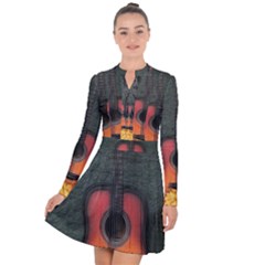 Guitar Ropes Music Instrument Sound Melody Long Sleeve Panel Dress by Pakemis