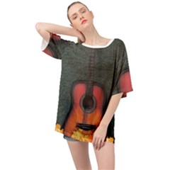 Guitar Ropes Music Instrument Sound Melody Oversized Chiffon Top by Pakemis