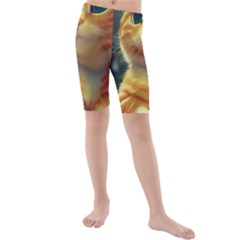 Cute Cat Cat Feline 3d Kids  Mid Length Swim Shorts by Pakemis