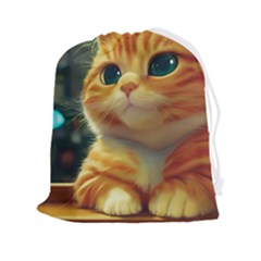 Cute Cat Cat Feline 3d Drawstring Pouch (2xl) by Pakemis