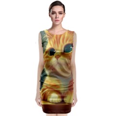 Cute Cat Cat Feline 3d Classic Sleeveless Midi Dress by Pakemis