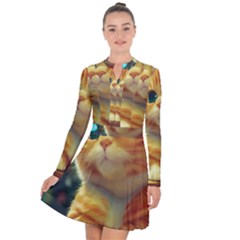 Cute Cat Cat Feline 3d Long Sleeve Panel Dress by Pakemis