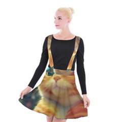 Cute Cat Cat Feline 3d Suspender Skater Skirt by Pakemis