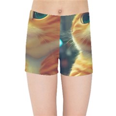 Cute Cat Cat Feline 3d Kids  Sports Shorts by Pakemis