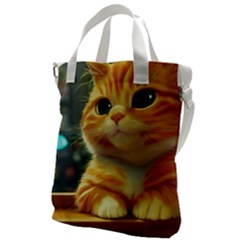 Cute Cat Cat Feline 3d Canvas Messenger Bag by Pakemis