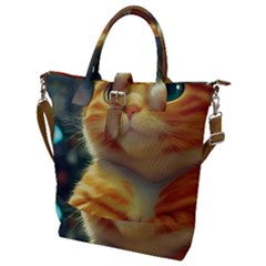 Cute Cat Cat Feline 3d Buckle Top Tote Bag by Pakemis