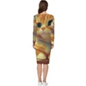 Cute Cat Cat Feline 3d Long Sleeve V-Neck Bodycon Dress  View4