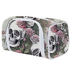 Skulls Roses Wallpaper Garden Artwork Toiletries Pouch by Pakemis