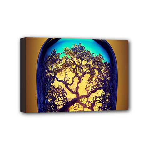 Flask Bottle Tree In A Bottle Perfume Design Mini Canvas 6  X 4  (stretched) by Pakemis