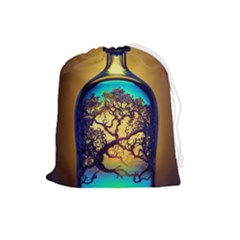 Flask Bottle Tree In A Bottle Perfume Design Drawstring Pouch (large) by Pakemis