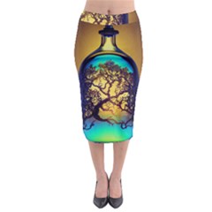 Flask Bottle Tree In A Bottle Perfume Design Midi Pencil Skirt by Pakemis