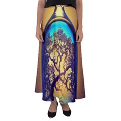 Flask Bottle Tree In A Bottle Perfume Design Flared Maxi Skirt by Pakemis