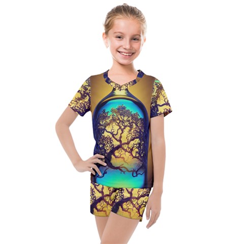 Flask Bottle Tree In A Bottle Perfume Design Kids  Mesh Tee And Shorts Set by Pakemis